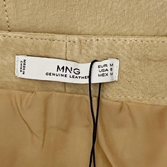 MNG MANGO Beige Tan Full Front Zip Leather Suede Skirt NEW WITH TAGS - Picture 4 of 8